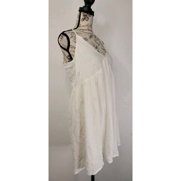 Oneill Babydoll Mini DressSz Medium Eyelet Lined Cottage Boho Beachy Vacation - Picture 4 of 11
